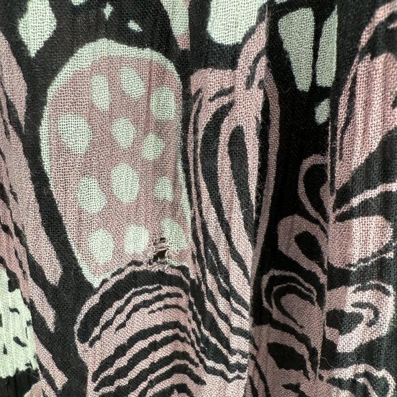 Vintage 90s Polka Dot Printed Broomstick Skirt Floral Op Art Elastic Waist L/XL - Picture 7 of 12